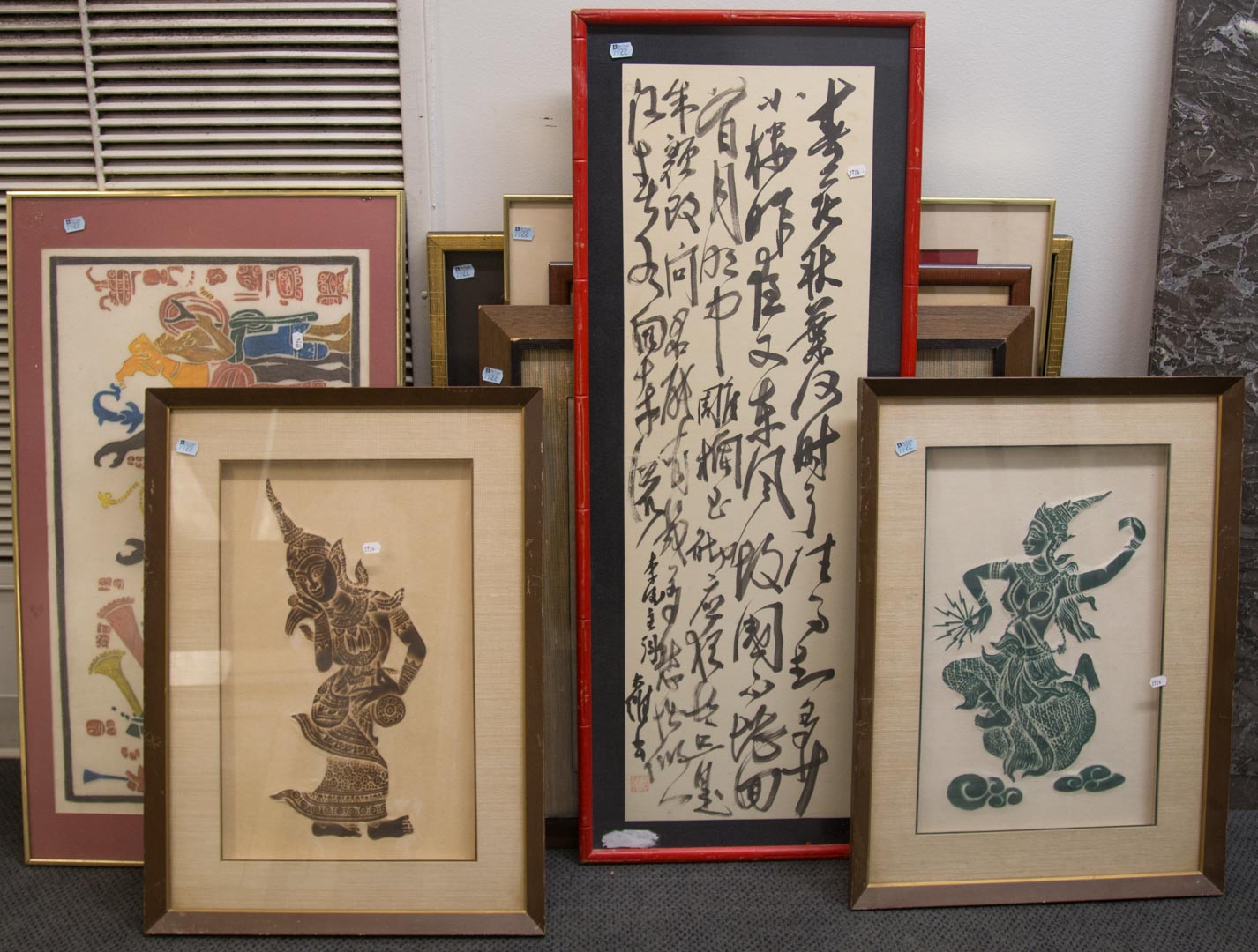 Appraisal: Eight framed oriental theme artworks