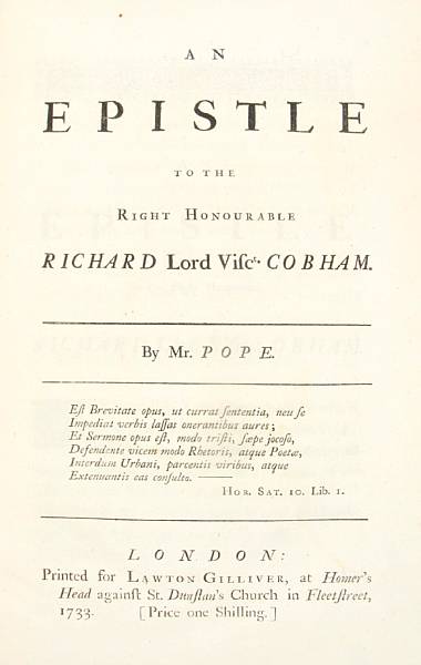 Appraisal: Pope Alexander volumes including An Epistle to the Right Honourable