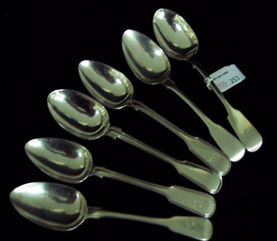 Appraisal: Three dessert spoons fiddle and thread pattern and and three