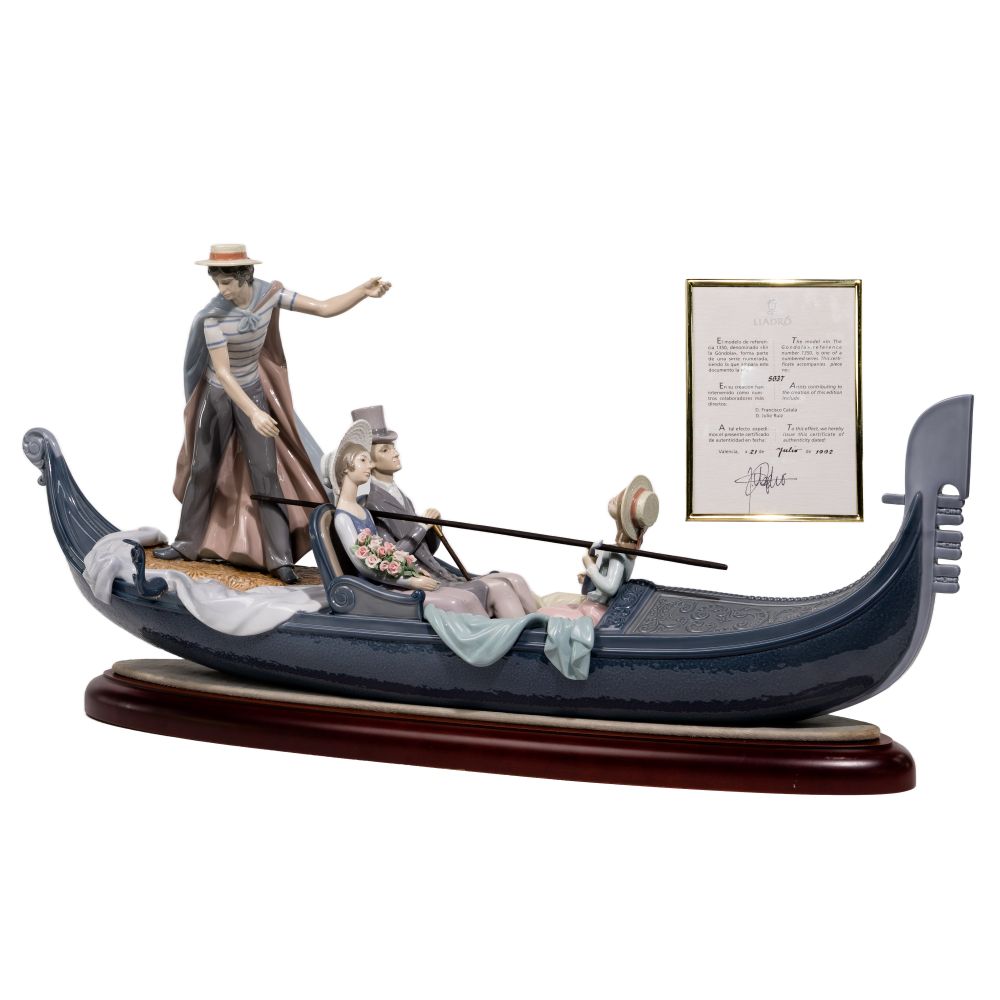 Appraisal: LLADRO IN THE GONDOLA FIGURINEActive signed sculptor Francisco Catala and