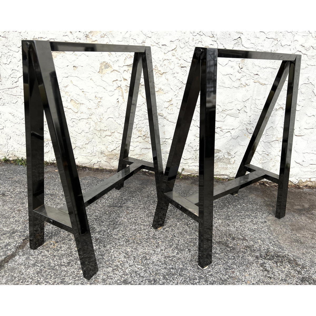 Appraisal: WEST ELM Gun Metal Saw Horse Bases for desk or