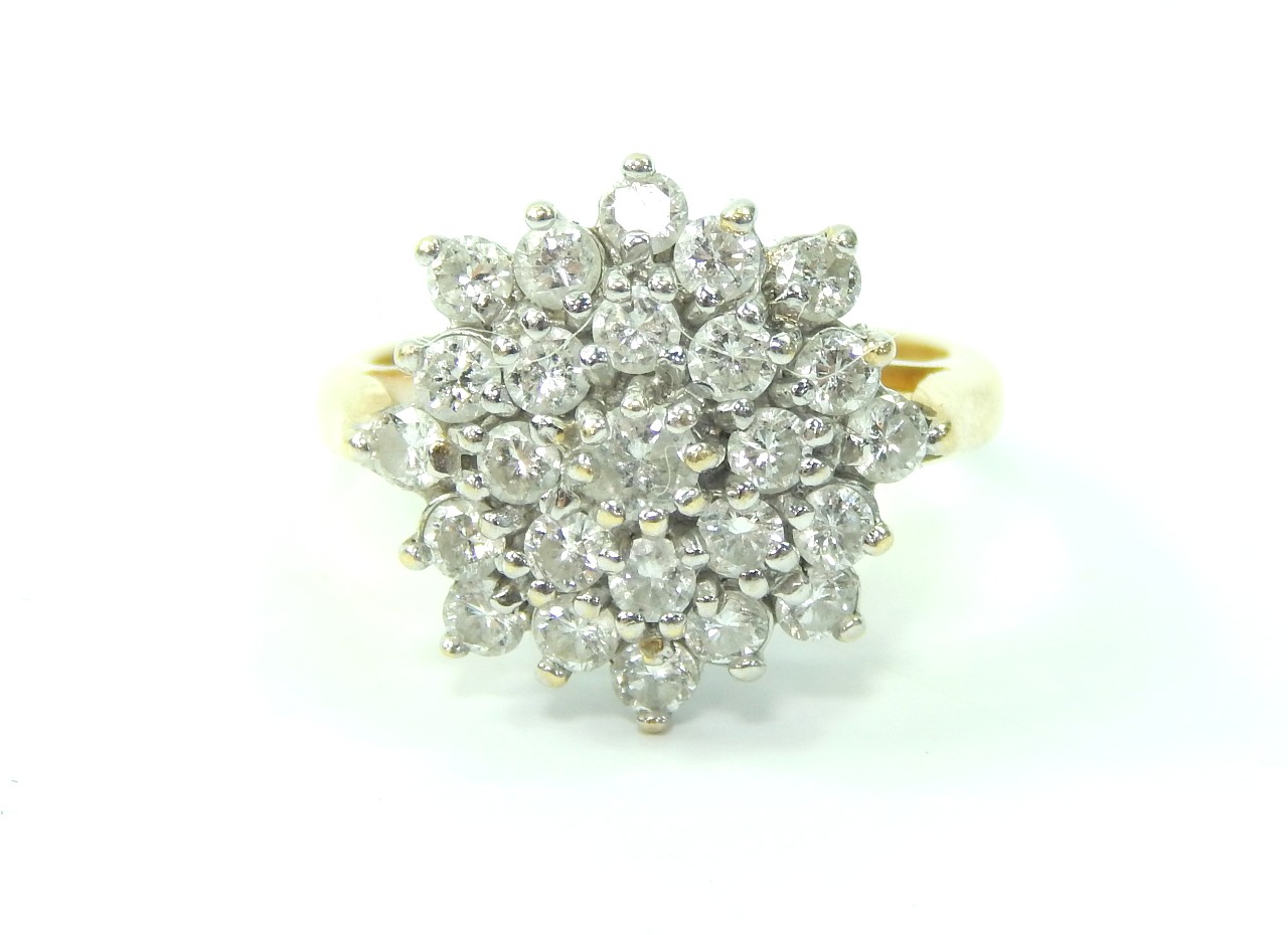 Appraisal: An ct gold and diamond flower head cluster ring approx