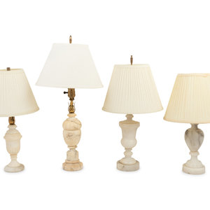 Appraisal: A Group of Four Italian Alabaster Lamps th Century Height