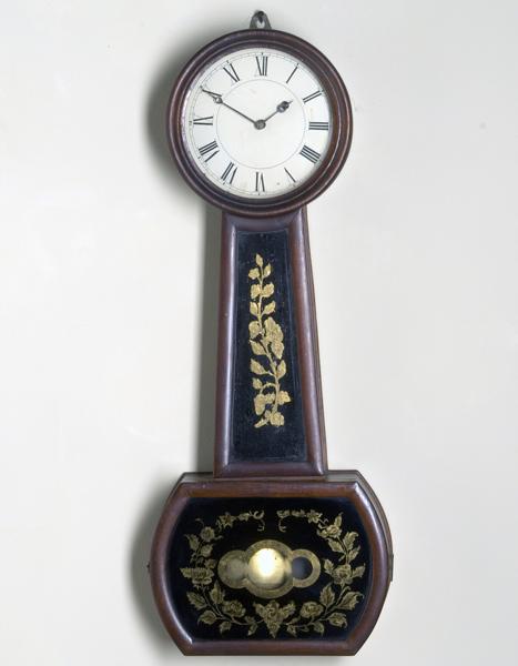 Appraisal: SAMUEL A EATON Attr Weight-driven banjo clock in mahogany case