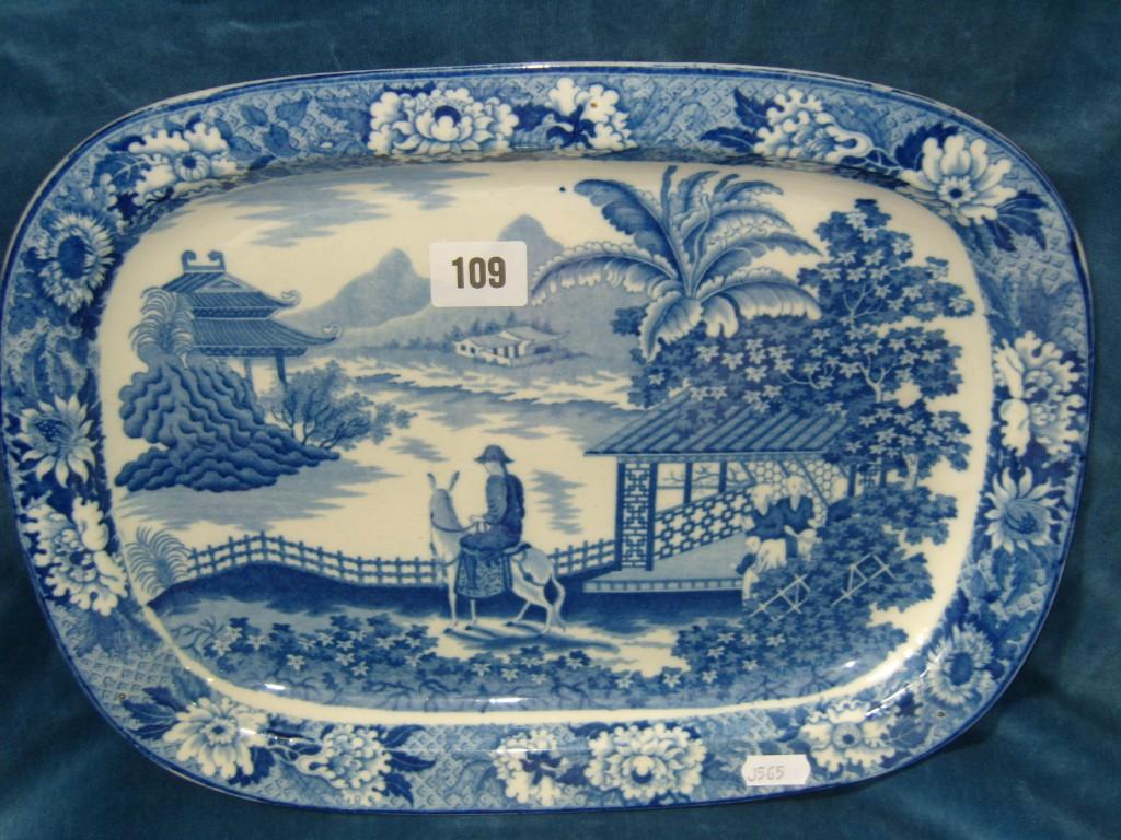 Appraisal: A th century meat plate of oval form with blue