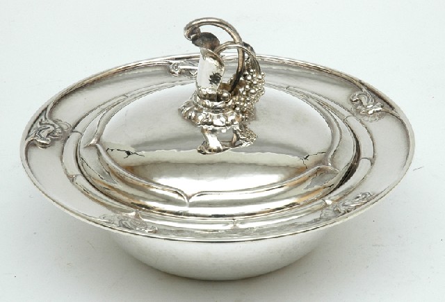 Appraisal: A GEORG JENSEN DANISH SILVER COVERED DISH Circa - Shallow