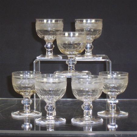 Appraisal: A set of seven sherry glasses circa each with knop