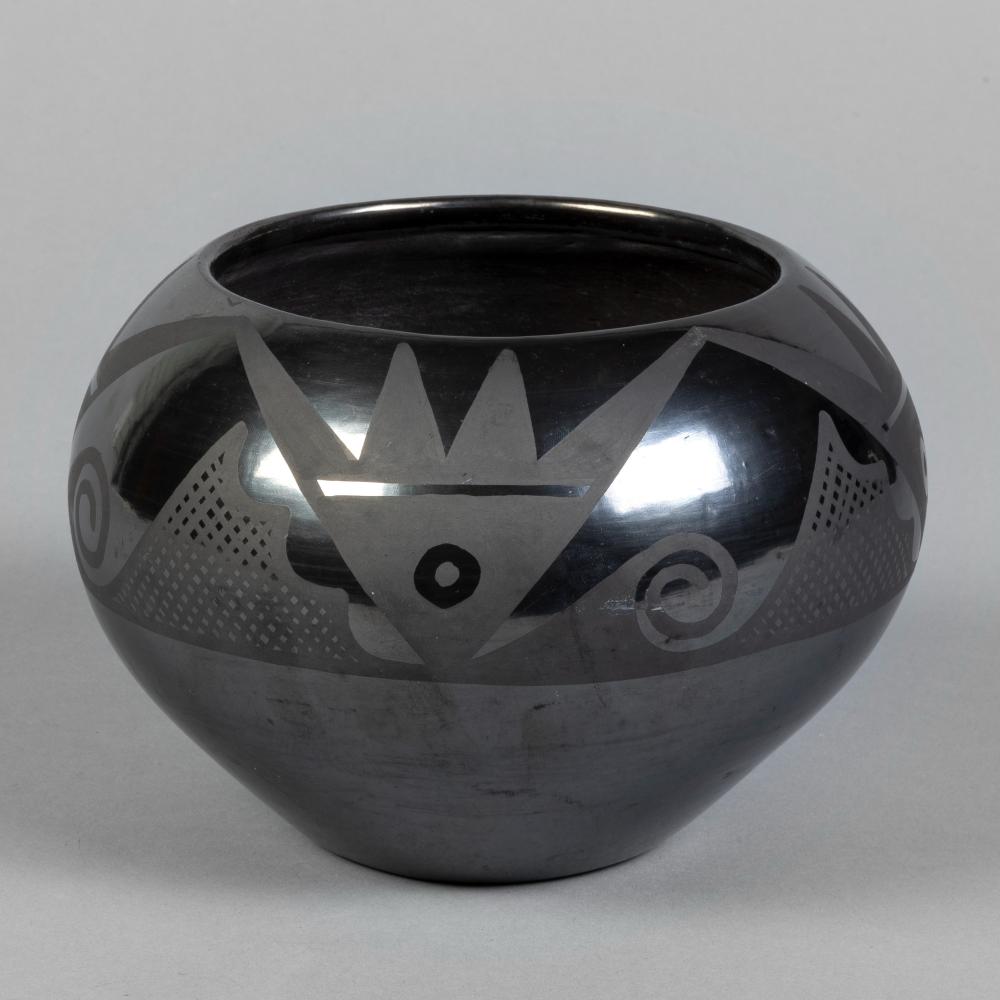 Appraisal: MARIE JULIAN MARTINEZ GUNMETAL BLACKWARE BOWL CA Marie Julian Martinez