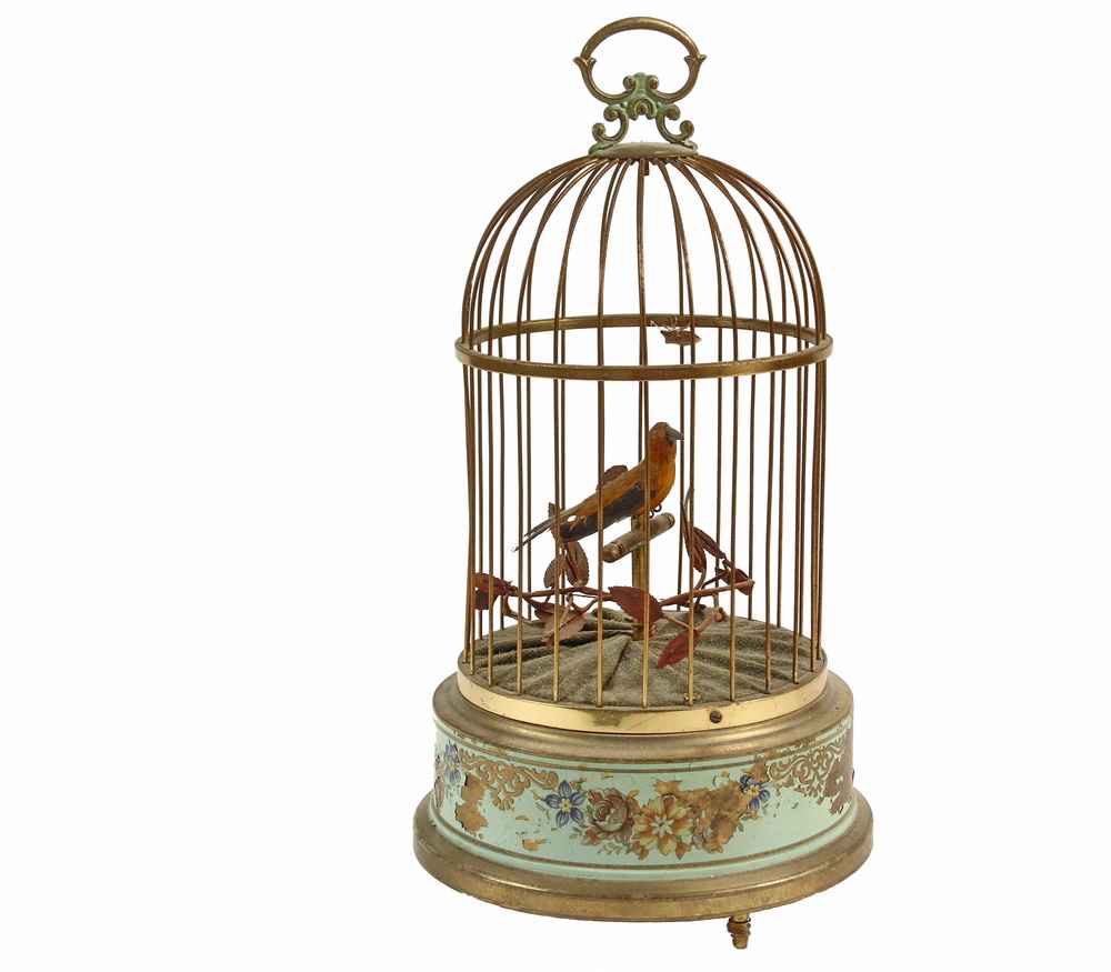 Appraisal: GERMAN CAGED SONGBIRD AUTOMATON - Singing Bird Automaton by German