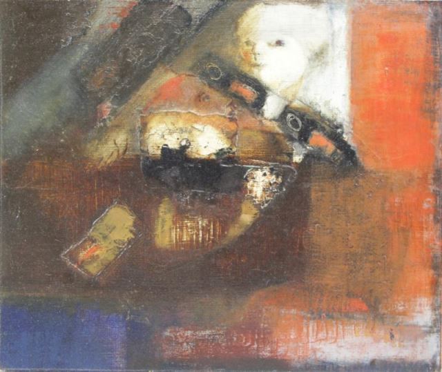 Appraisal: Unsigned Abstract Oil On Cardboard From a Mt Vernon NY