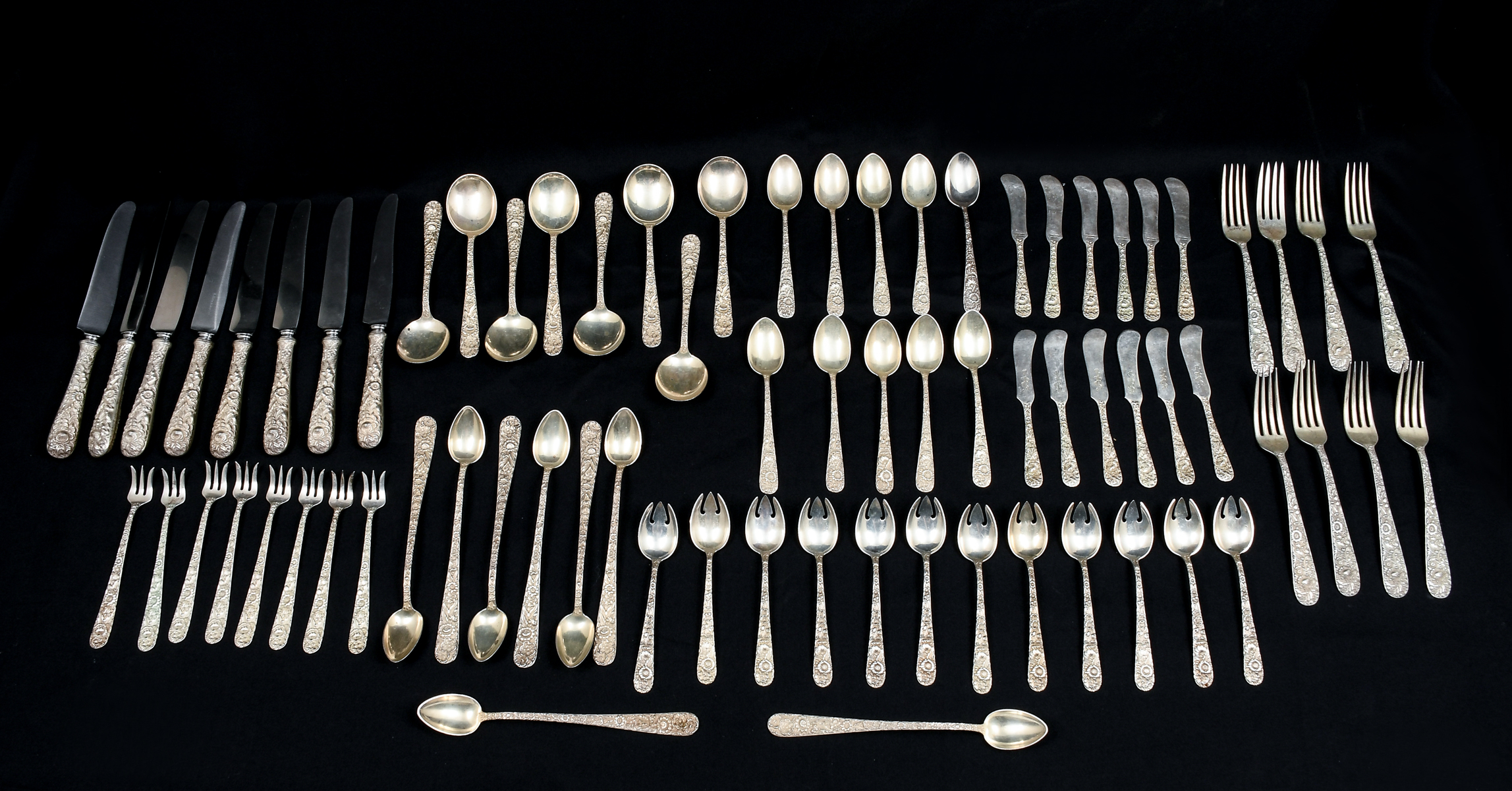 Appraisal: PC S KIRK SONS REPOUSSE STERLING FLATWARE Approx Troy ounces