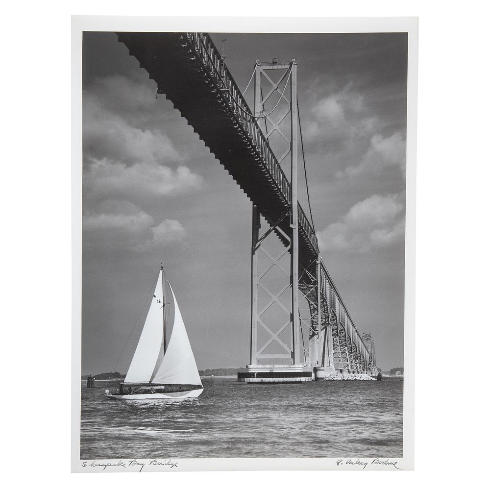 Appraisal: A Aubrey Bodine Chesapeake Bay Bridge photo American - Gelatin