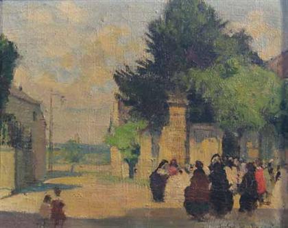 Appraisal: JULES RENE HERVE french - STREET SCENE WITH FIGURES Signed