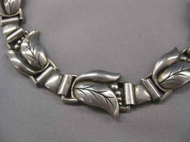 Appraisal: LaPaglia International Sterling Necklace deco leaf berry '' long signed