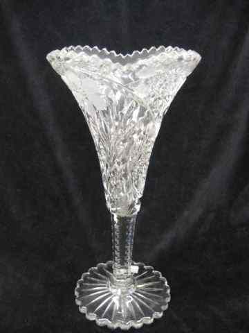 Appraisal: Cut Glass Trumpet Vase brilliant period starburst floral ''