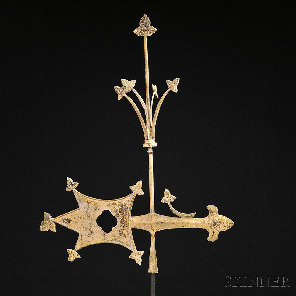 Appraisal: Molded Copper Bannerette Weathervane America th century the five-pointed finial