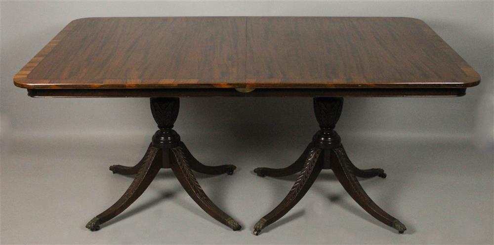 Appraisal: GEORGIAN STYLE INLAID MAHOGANY AND ROSEWOOD BANDED DOUBLE PEDESTAL DINING