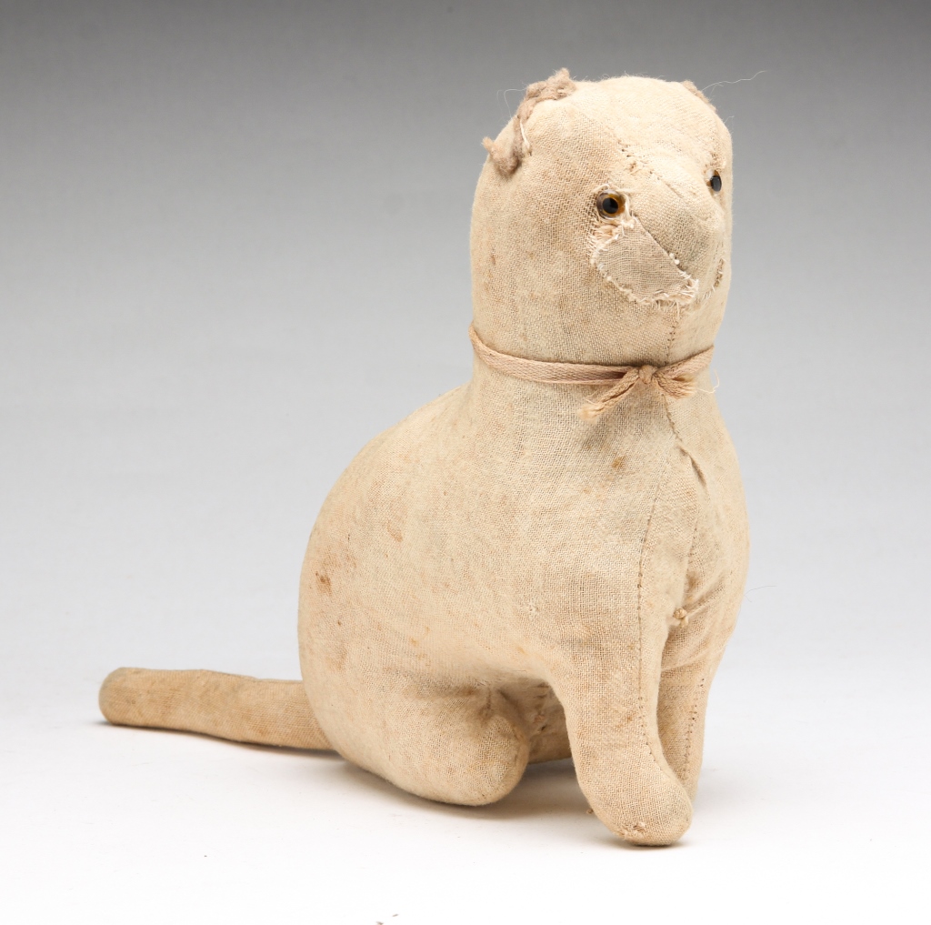 Appraisal: AMISH OR MENNONITE STUFFED CAT TOY Early th century White