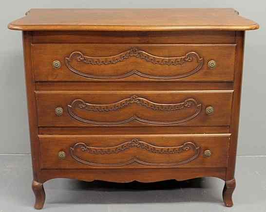 Appraisal: Continental walnut three-drawer chest th c h x w x