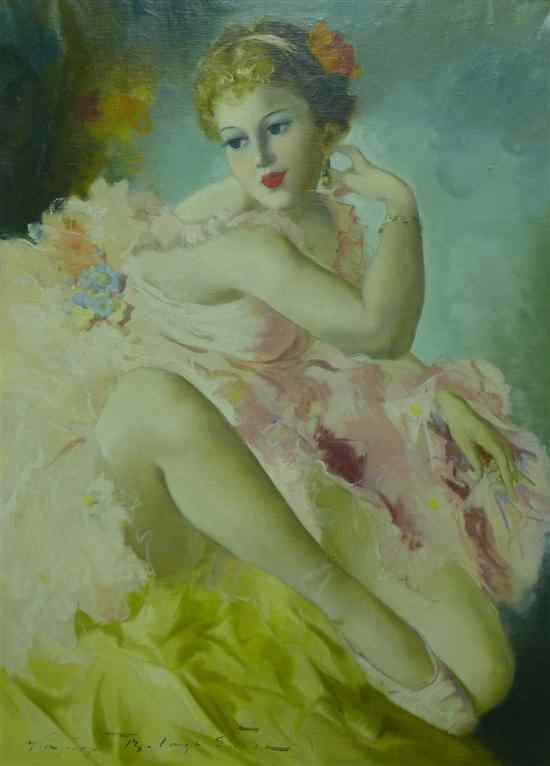 Appraisal: Continental School oil on canvas Portrait of a ballerina indistinctly