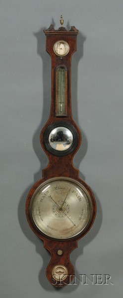 Appraisal: Mahogany and Inlay Wheel Barometer signed Berrenger London early th