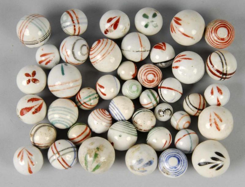 Appraisal: Lot of Glazed China Marbles Description Includes geometric patterns and