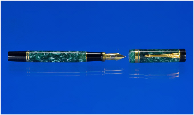 Appraisal: Parker A Parker Centennial Green marbled American Express model with