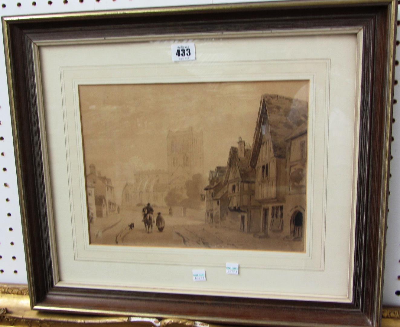 Appraisal: Joseph Murray Ince - Street scene with figures sepia watercolour