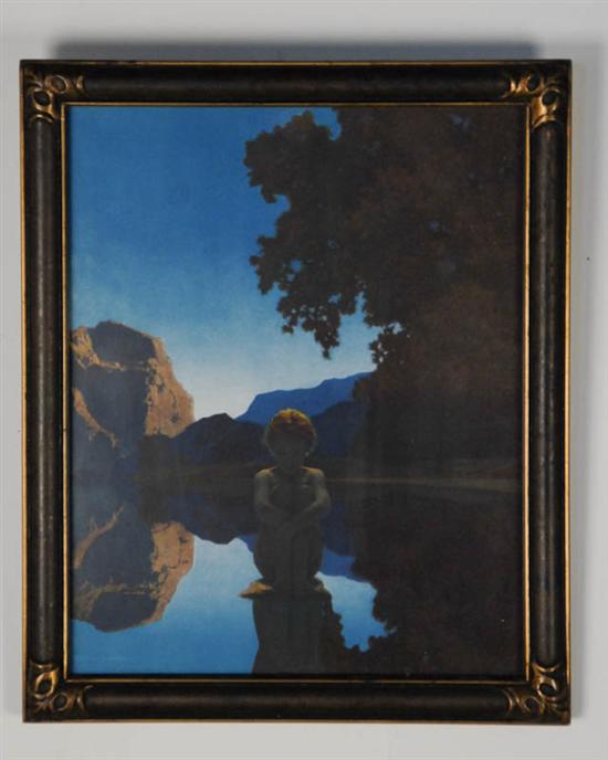 Appraisal: Maxfield Parrish Print Evening framed Reinthal Newman Label x