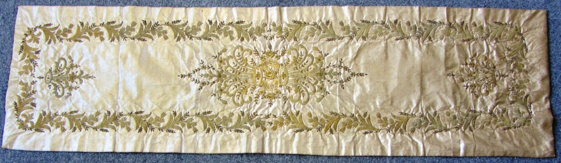 Appraisal: An Ottoman embroidered bed cover and a matching gilt silk