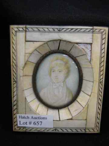 Appraisal: Miniature Portrait Painting on Ivory of Young Lady '' x