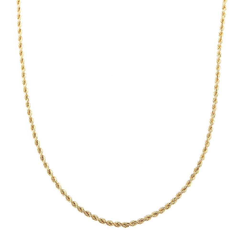 Appraisal: A Long Twisted Rope Link Chain in K Yellow Gold