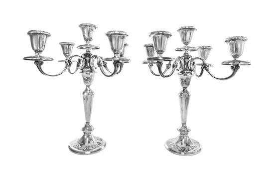 Appraisal: Sale Lot A Pair of American Silver Five-Light Candelabra Gorham