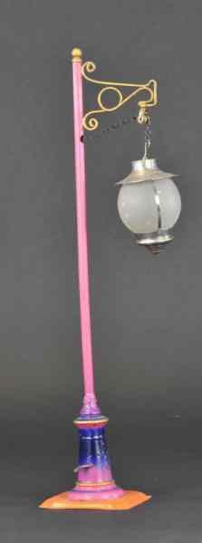 Appraisal: BING STREET LAMP Germany hand painted in stunning pink blue