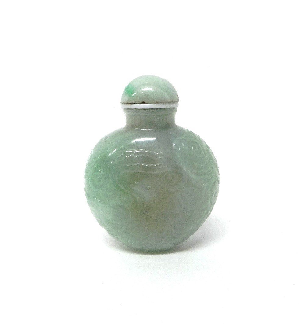 Appraisal: A Chinese jade snuff bottle th century carved in low