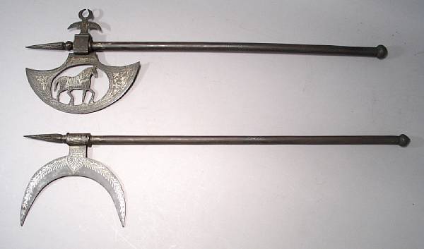 Appraisal: A lot of two Indian axes th century Both decorated