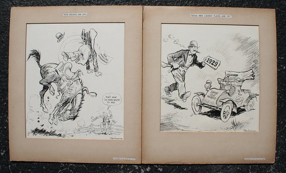 Appraisal: SHOEMAKER Vaughn American - Pair of Political Illustrations for the