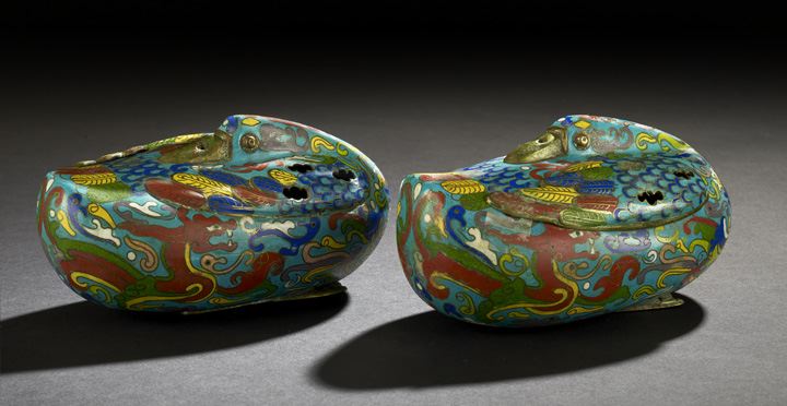 Appraisal: Pair of Chinese Cloisonne Enamel Incense Burners th century each