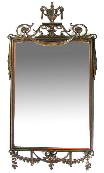 Appraisal: A Neoclassical style carved giltwood mirror th century height ft