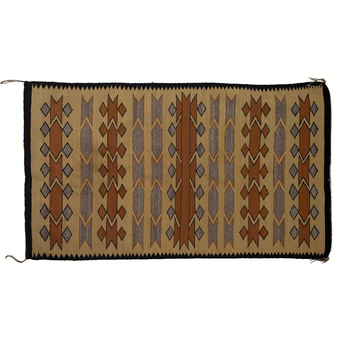 Appraisal: Navajo rug c geometric pattern in gray and brown on