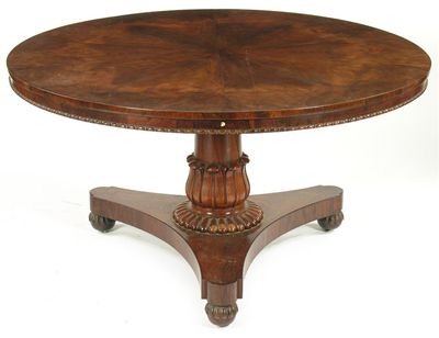 Appraisal: A George IV rosewood centre table the circular tilt-top with