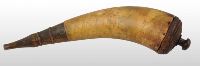 Appraisal: Pennsylvania th Century Engraved Powder Horn Description With five marching