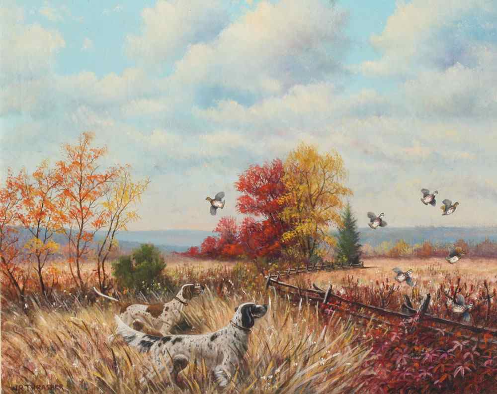 Appraisal: THRASHER W R American - Hunting Scene OIL Canvas ''