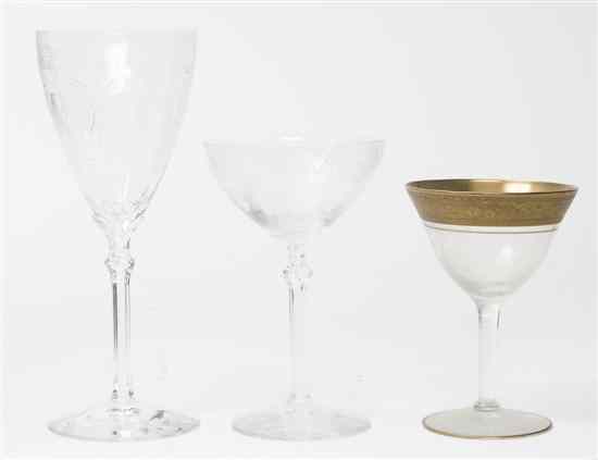 Appraisal: A Partial Set of Etched Glass Stemware comprising eight wines