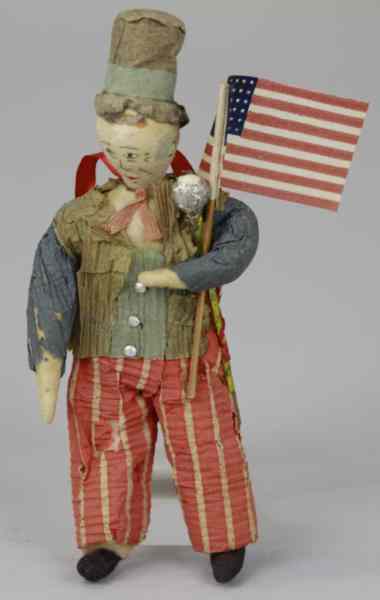 Appraisal: SPUN COTTON UNCLE SAM CHRISTMAS TREE ORNAMENT Germany pressed or