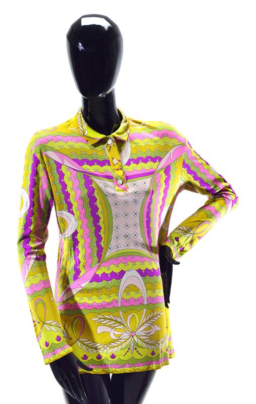 Appraisal: A LATE 'S PUCCI BLOUSE Silk jersey three buttoned blouse