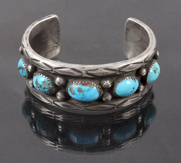 Appraisal: Navajo Turquoise Sterling Silver Bracelet For sale in this lot