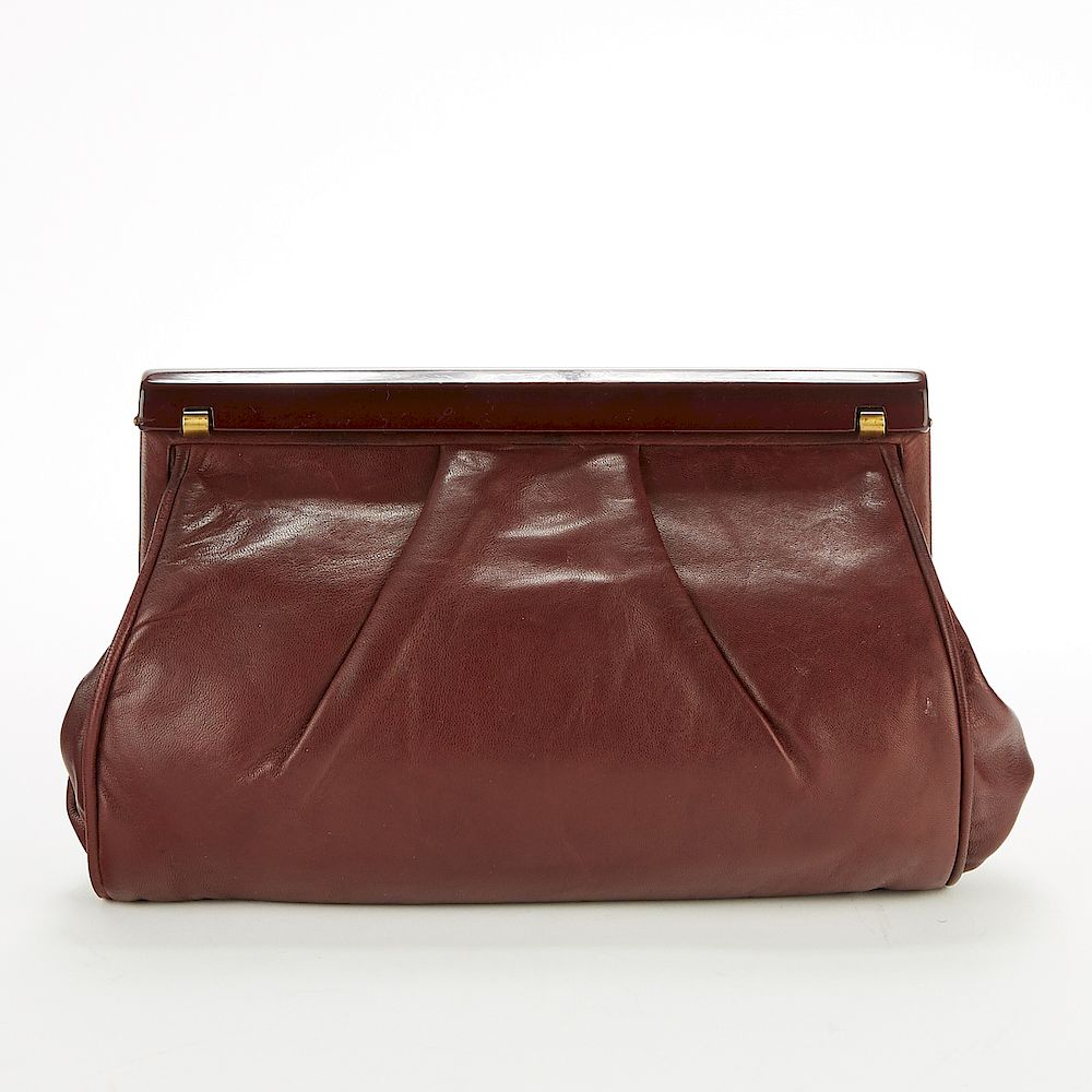 Appraisal: Bottega Veneta Burgundy Leather Clutch Purse Bottega Veneta Italy Burgundy