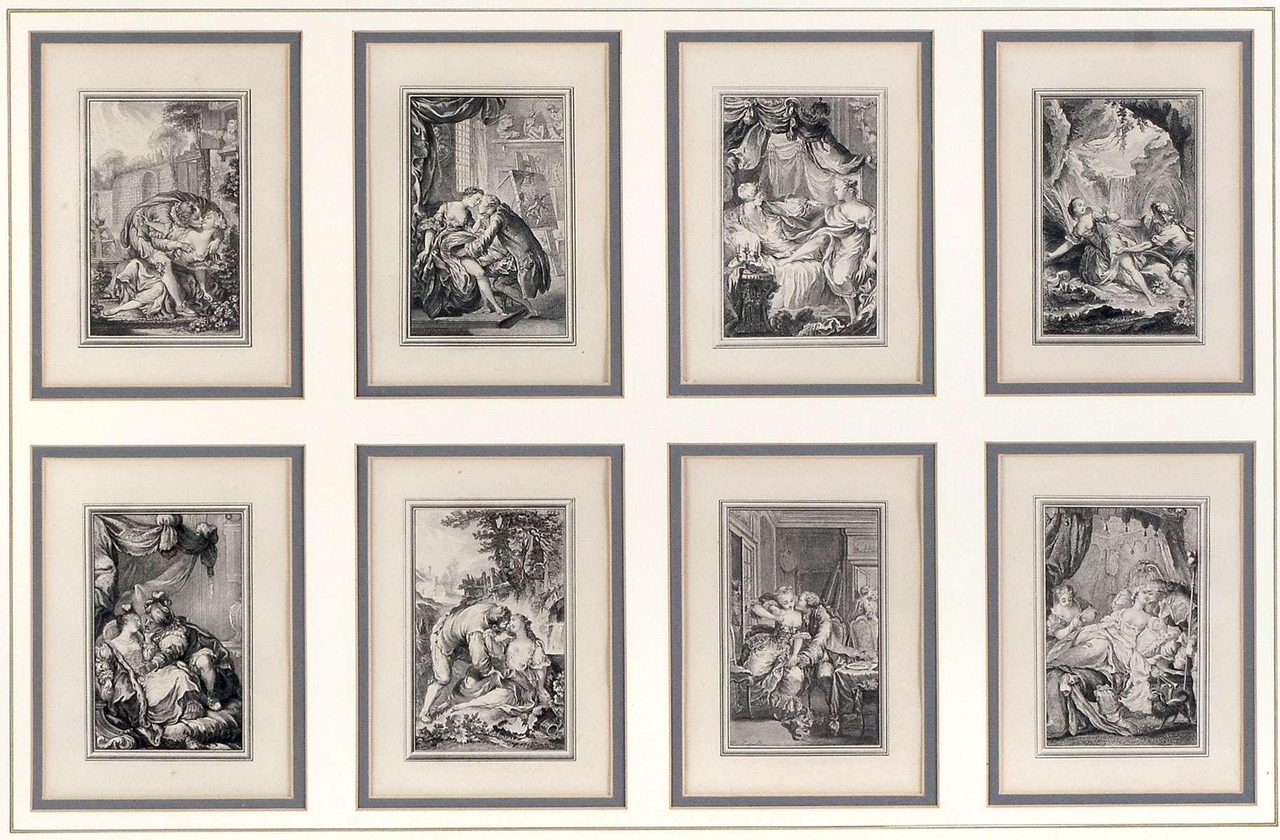 Appraisal: JOSEPH DE LONGUEIL FRAMED EROTIC ETCHINGS framed erotic images each