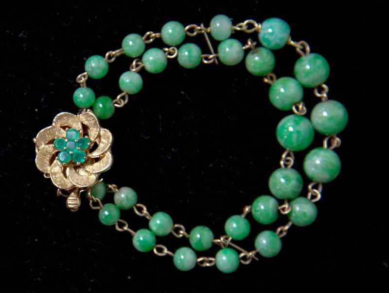 Appraisal: LADY'S TWO STRAND JADEITE BEAD BRACELET the two strands of